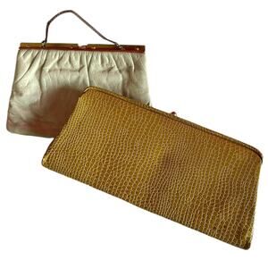 Vintage Purses Clutch Cream Golden Yellow Retro Classic Grandmacore Handbags